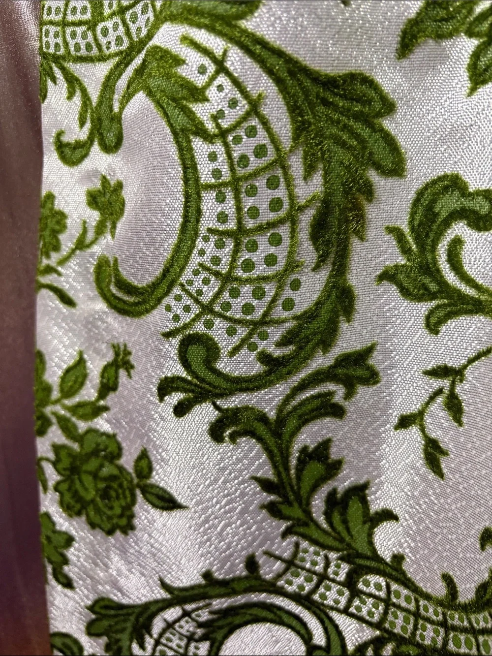 4 vintage drapery flocked Brand New Green Floral Damask Curtain Panels 411